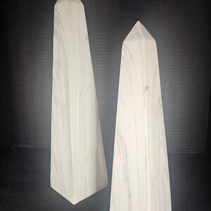 Hobby Lobby Set Of 2 White Neo Classical Marble Like Obelisks Tabletop Sculpture